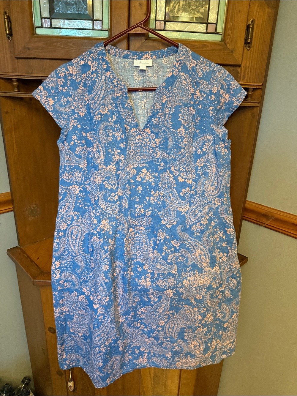J. Jill "Love Linen" floral and paisley pintucked dress S